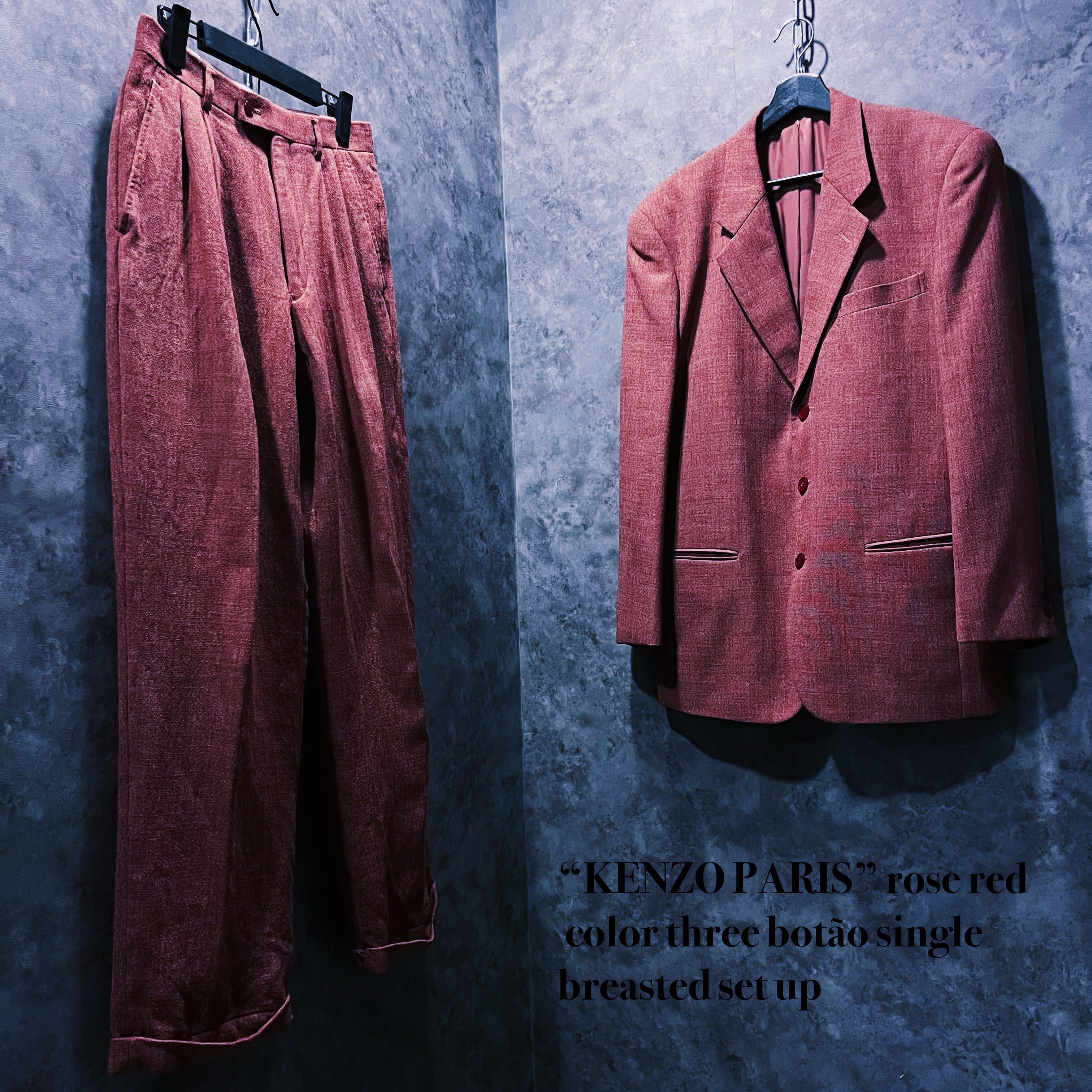 【doppio】“KENZO PARIS” rose red color three botão single breasted set up