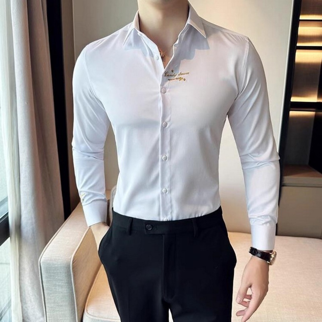 embroidered formal shirt tops 00264