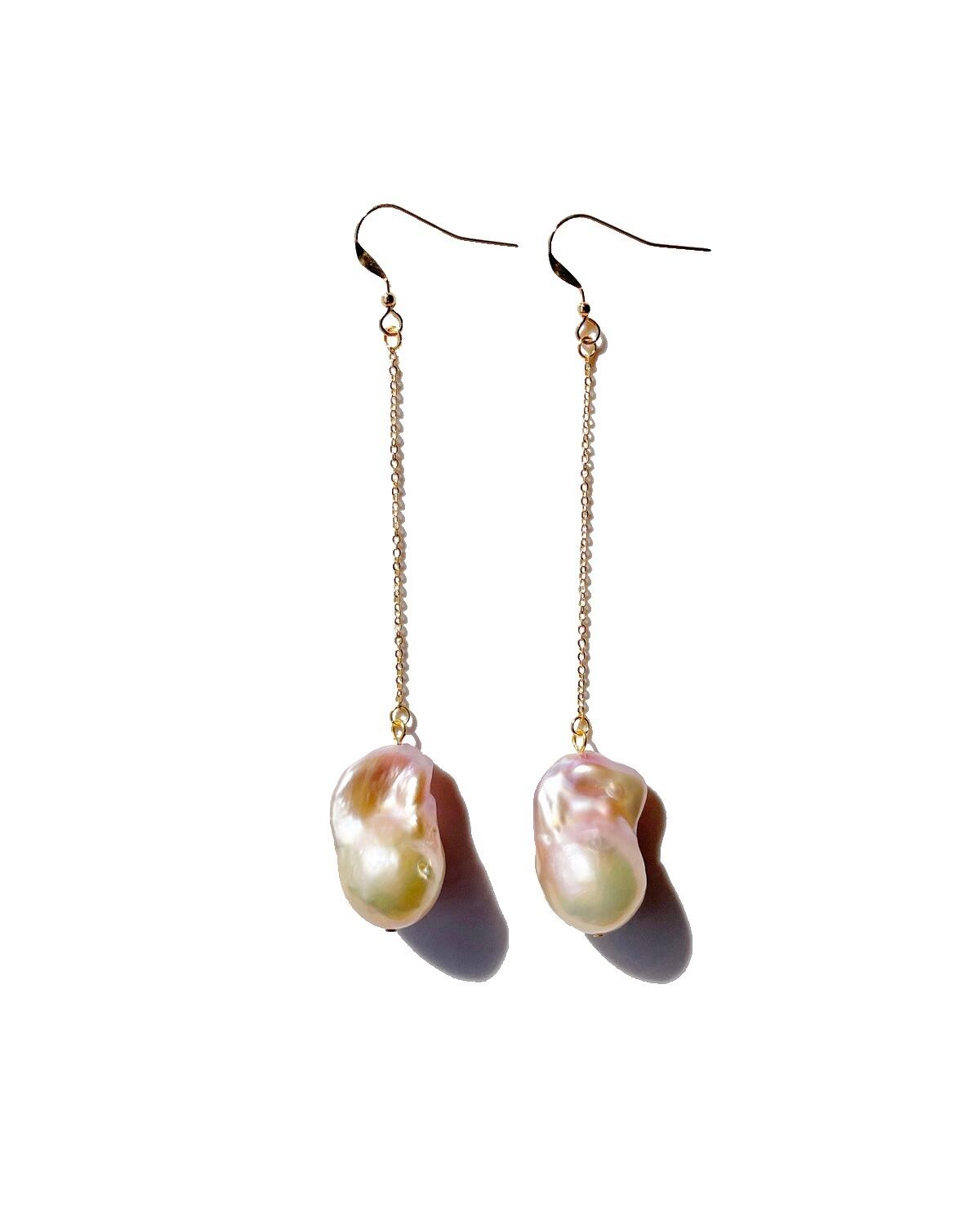 Baroque Pearl Long Pierce/earring -Pink-