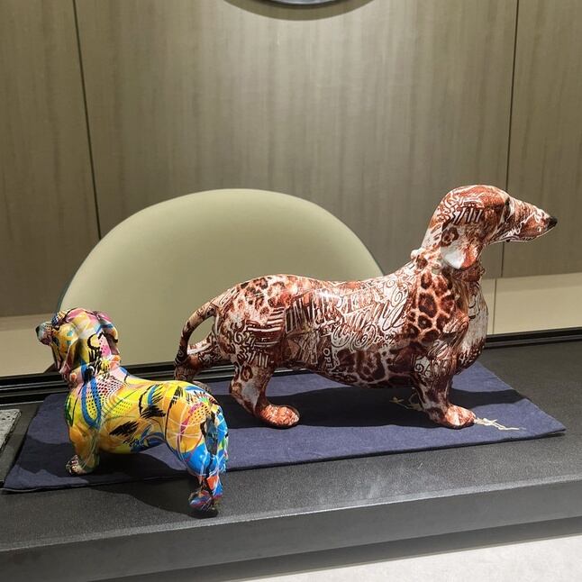 【美品】犬　ダックスフント　金属　置物　インテリア　工芸品　美術品　A1314 美品】犬 ダックスフント 金属 置物 インテリア 工芸品 美術品 A1314