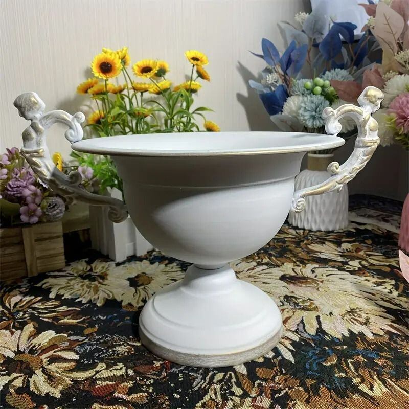 ヴィンテージメタルフラワーベース 大型 フレンチアンティークスタイル