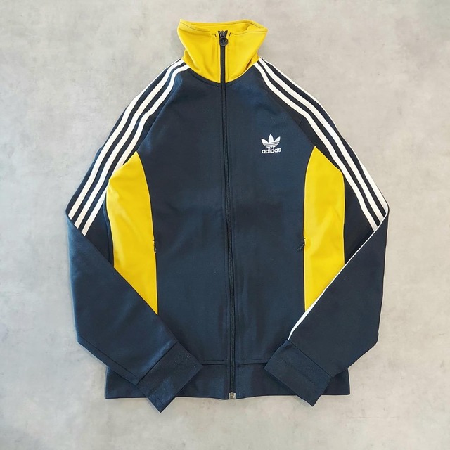 adidas アディダス トラックジャケット 古着 襟高 L 紺 黄 16216