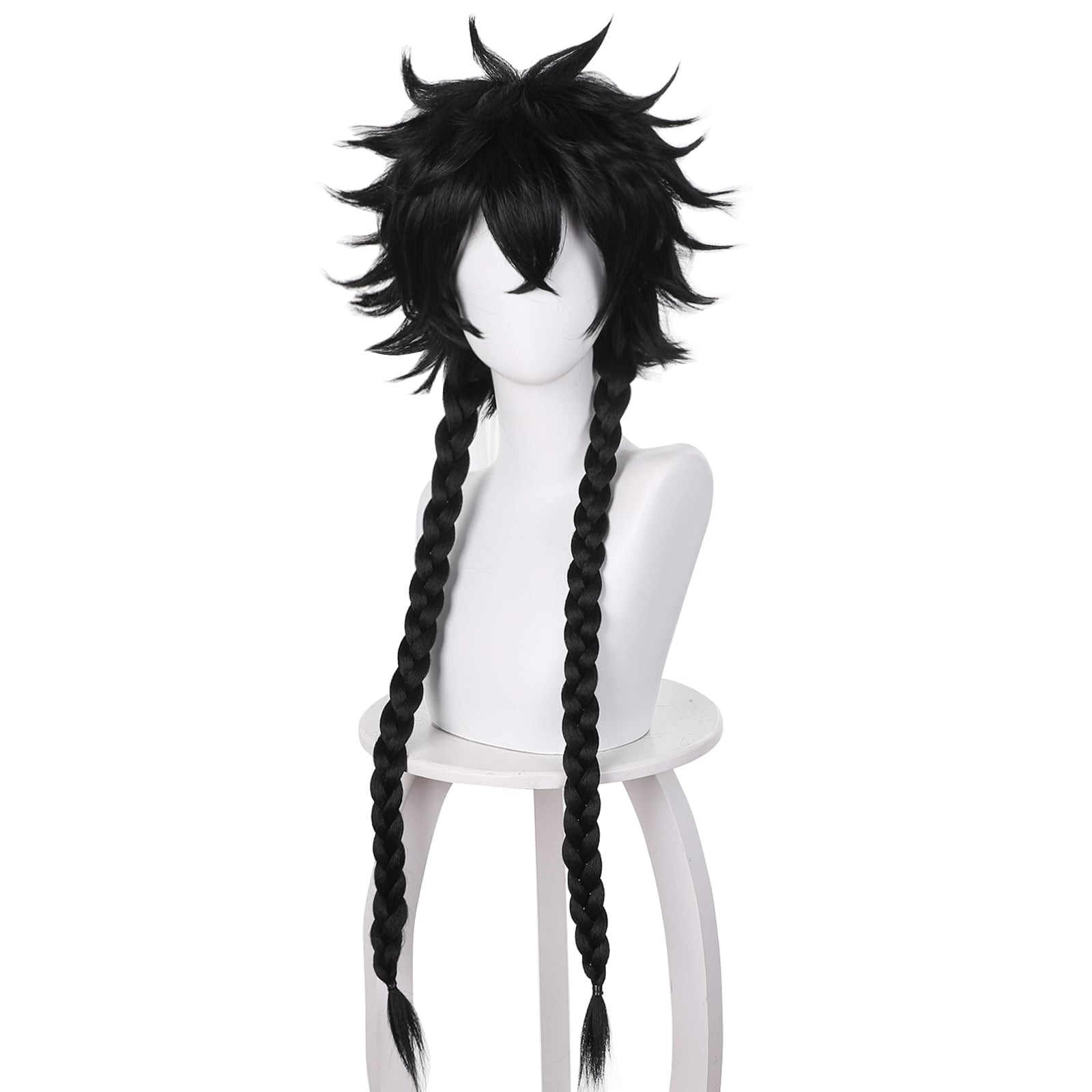 528D】 コスプレ耐熱ウィッグ ブラック 三つ編み ウィッグ 528D】 コスプレ耐熱ウィッグ ブラック 三つ編み ウィッグ