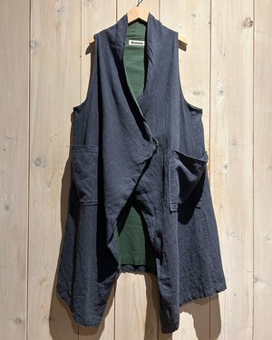 【a.k.a.C.a.k.a vintage】"Reversible" Linen × Cotton Vintage Loose Vest