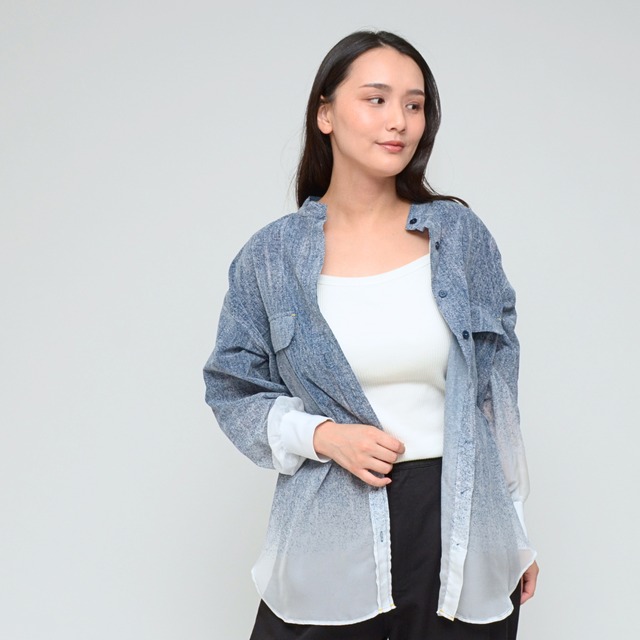 【極上のシアー】フロッキーグラデシャツ ‐ LEI-2215D インディゴ ‐