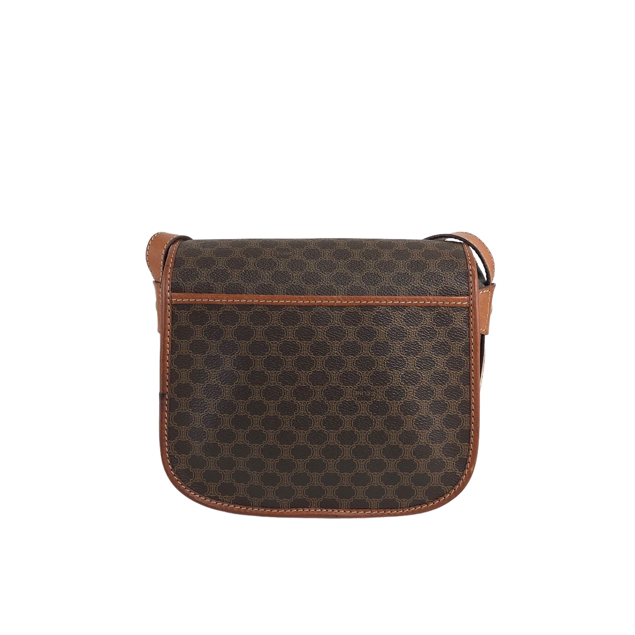 CELINE セリーヌ マカダム ショルダーバッグ ブラウン ブラゾン型押し