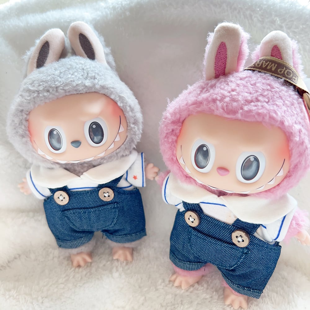 Labubu 1-3代玩偶娃衣着替 カジュアル ニットトップス+デニムパンツ