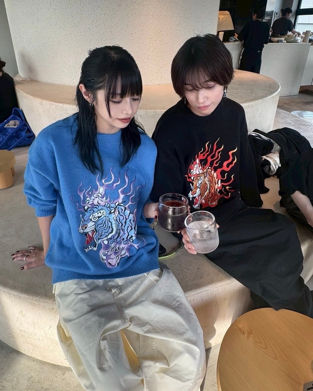 Fire Tiger knit/blue | チュウカタベタイ