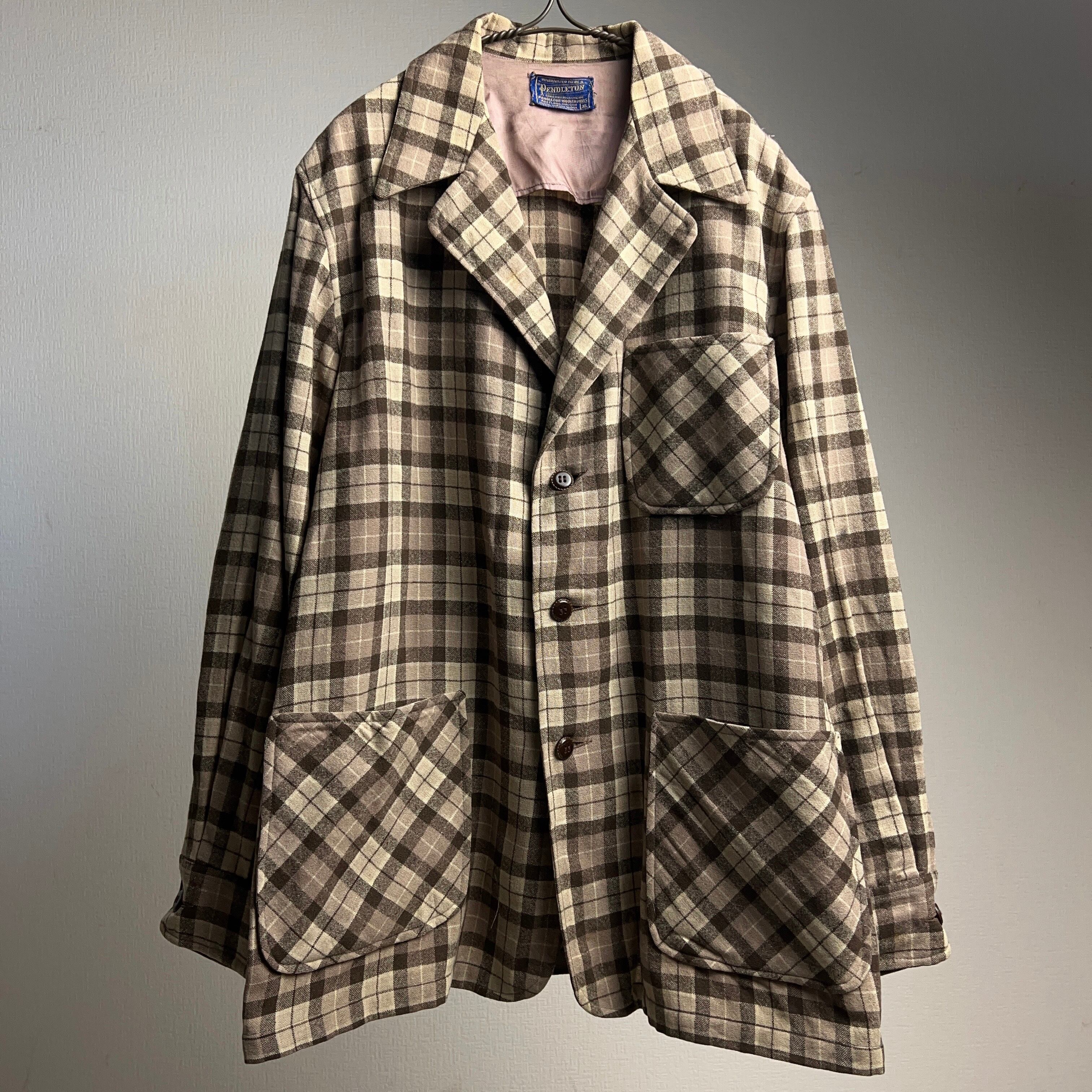 50's~60's PENDLETON Unconstracted Jacket SIZE XL 50年代 60年代 ペンドルトン アンコンジャケット  ウールチェック【0929A22】【送料無料】