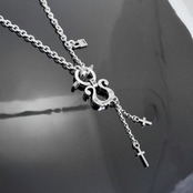 RHYTHMIC HORSESHOE LARGE with CROSSES T-BAR NECKLACE / リズミックホースシュー・L ウィズ クロス Tバー ネックレス