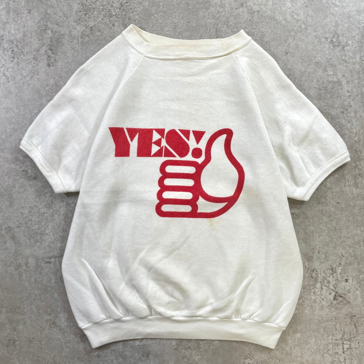 70年代頃 YES! サムズアップ 半袖スウェットシャツ メンズL相当
