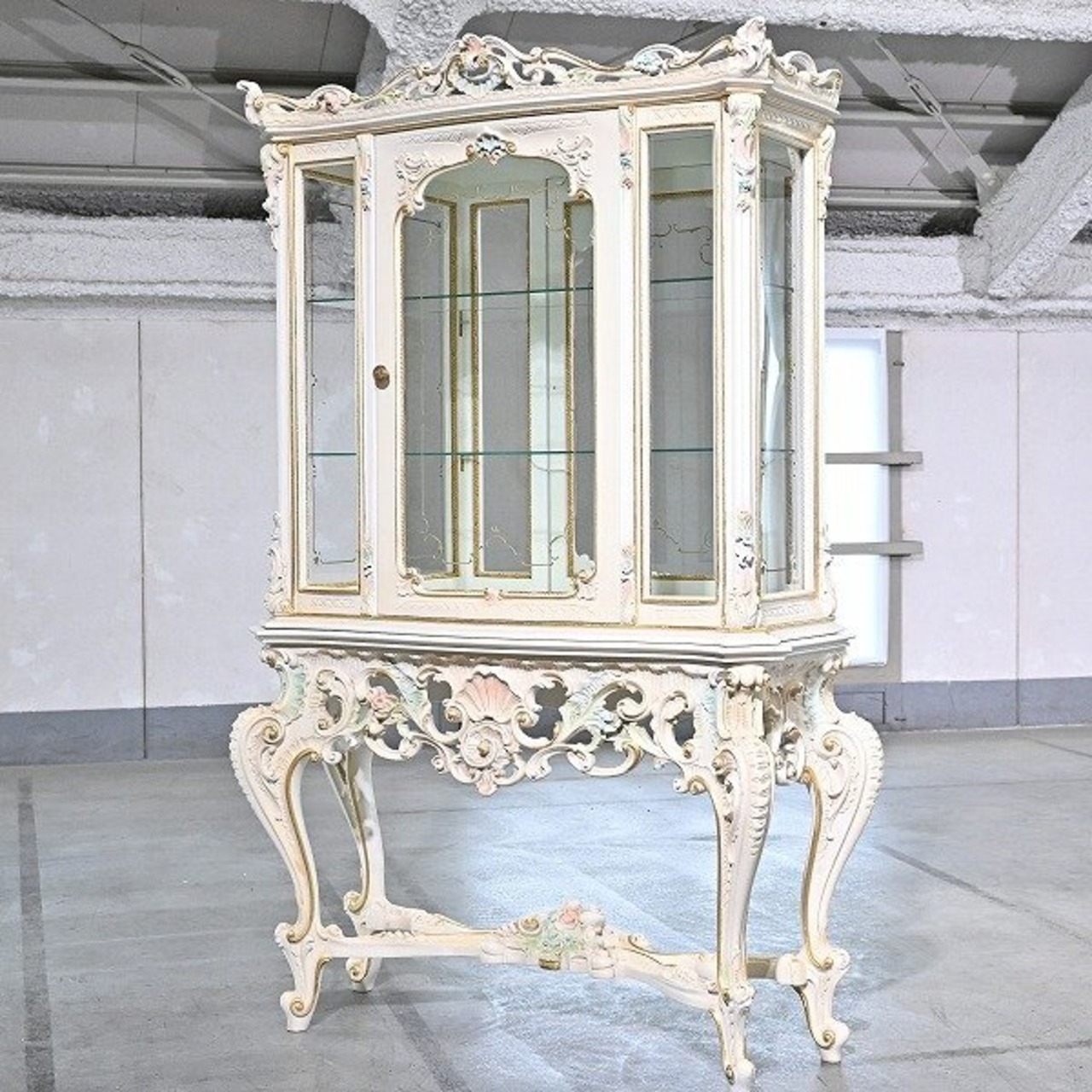 ★最高級 115万 イタリア製 Silik/シリック コンソールキャビネット ロココ調 伝統 ハンドペイント 装飾 飾り棚 _マリオコルチャゴ メデア【中古家具/中古インテリア/USED家具ユーズド家具/リサイクル】