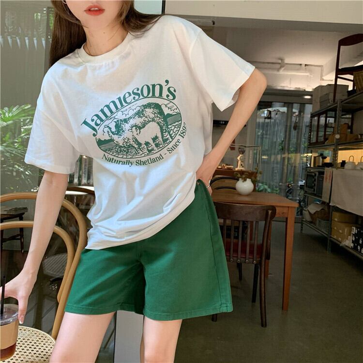 スタンダードTシャツ サマープリントヴィンテージブラウス レトロ 夏物 ビンテージ YY-ファッション5632391959