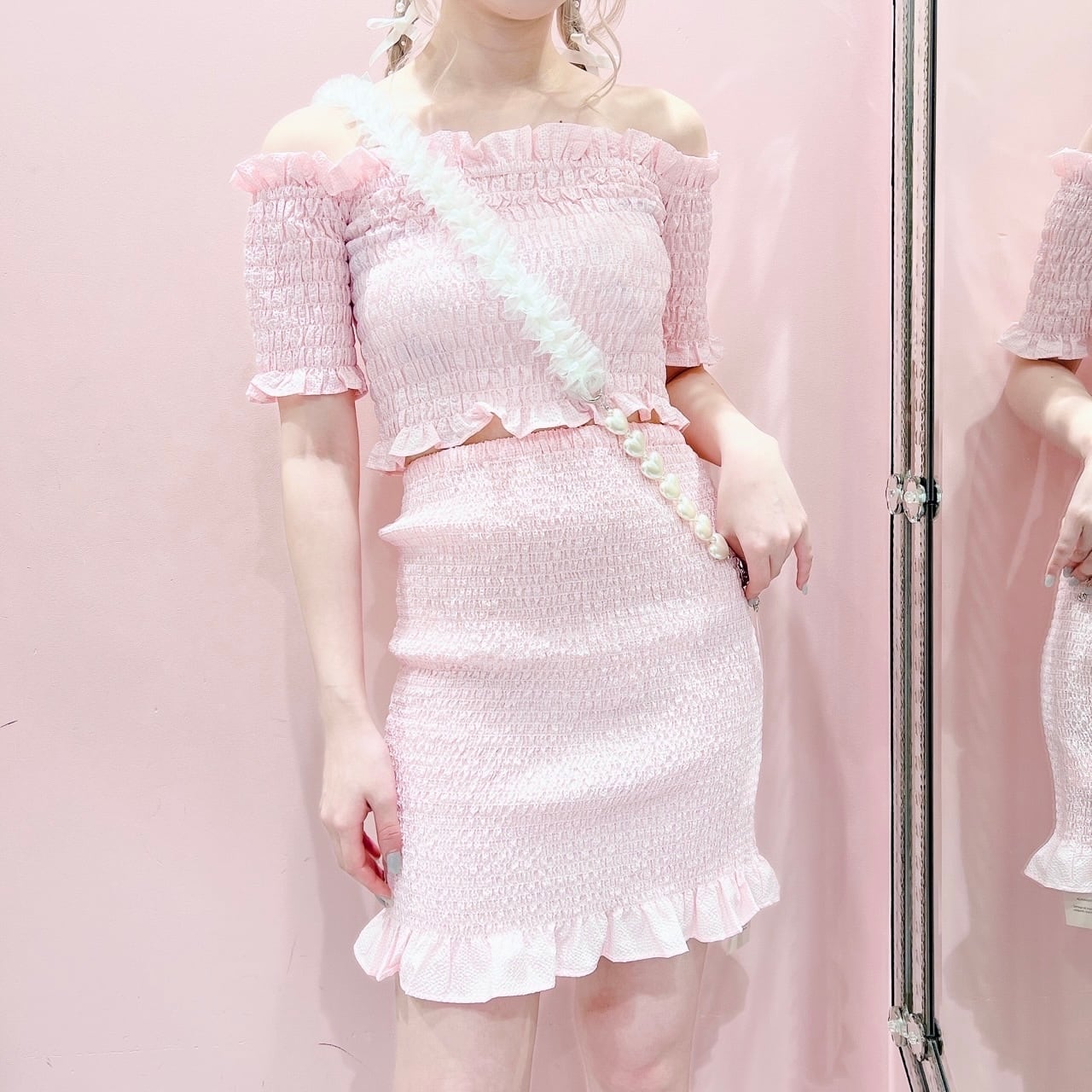lilLilly オーガンジーシャーリングトップスピンク レディース 