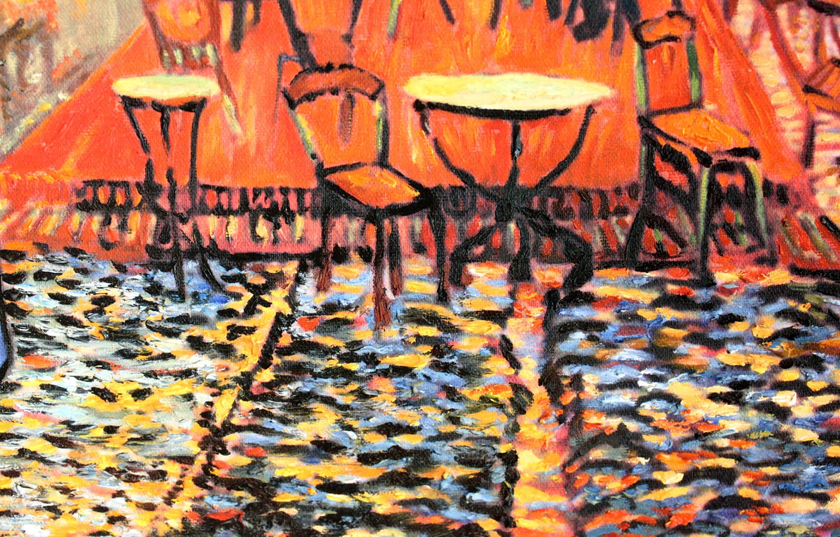 ゴッホ 絵画「夜のカフェテラス」額縁4色選択可能 作品証明書 展示用