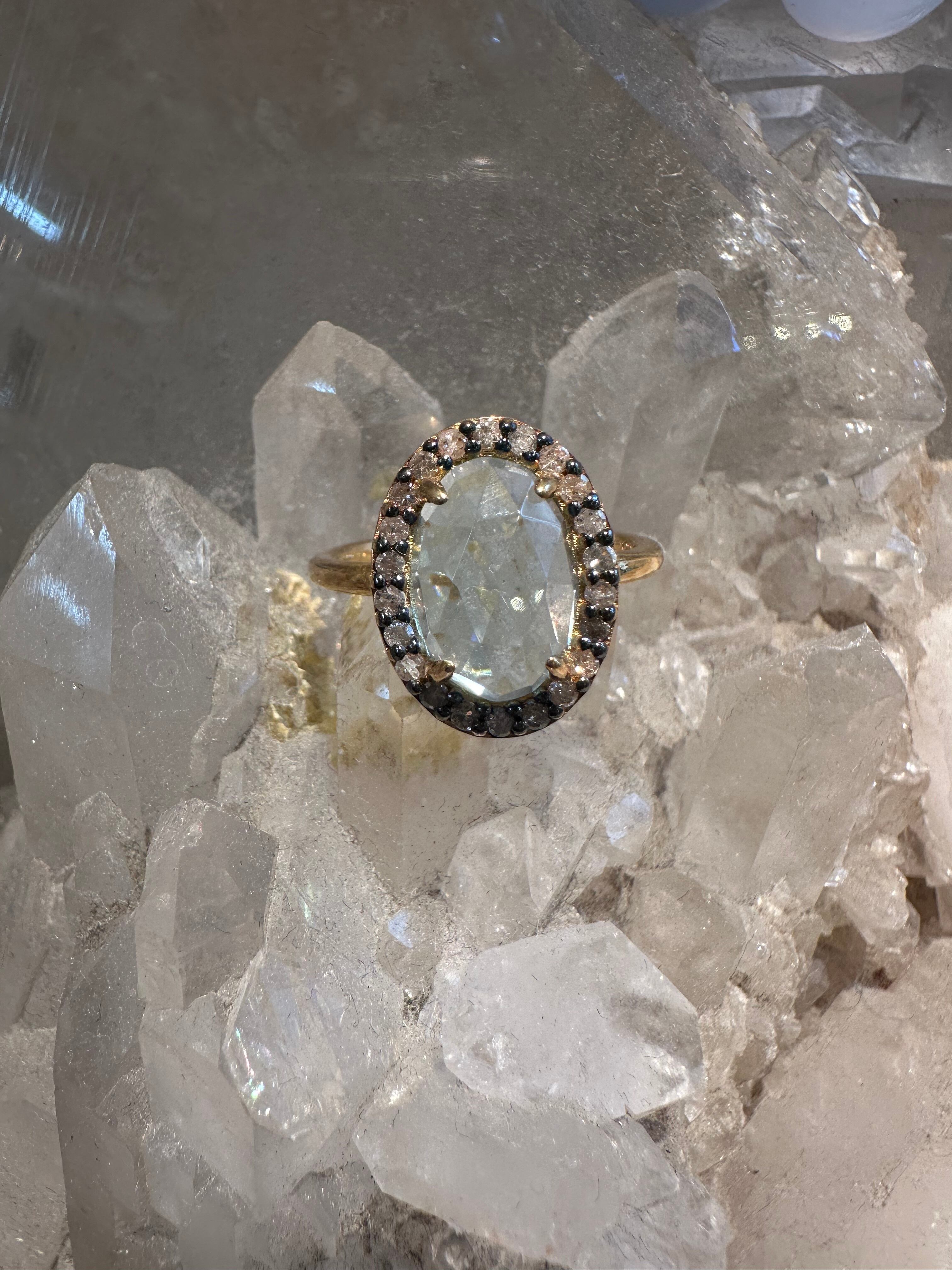 ブルートパーズリング(ブラックダイヤモンド)