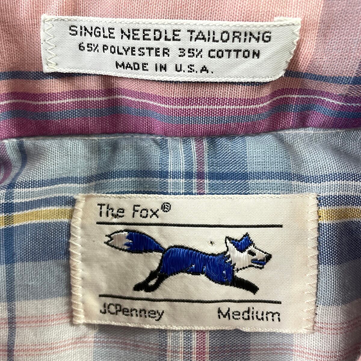 80年代 USA製 JC Penney JCペニー The Fox チェック柄 ボックス 半袖