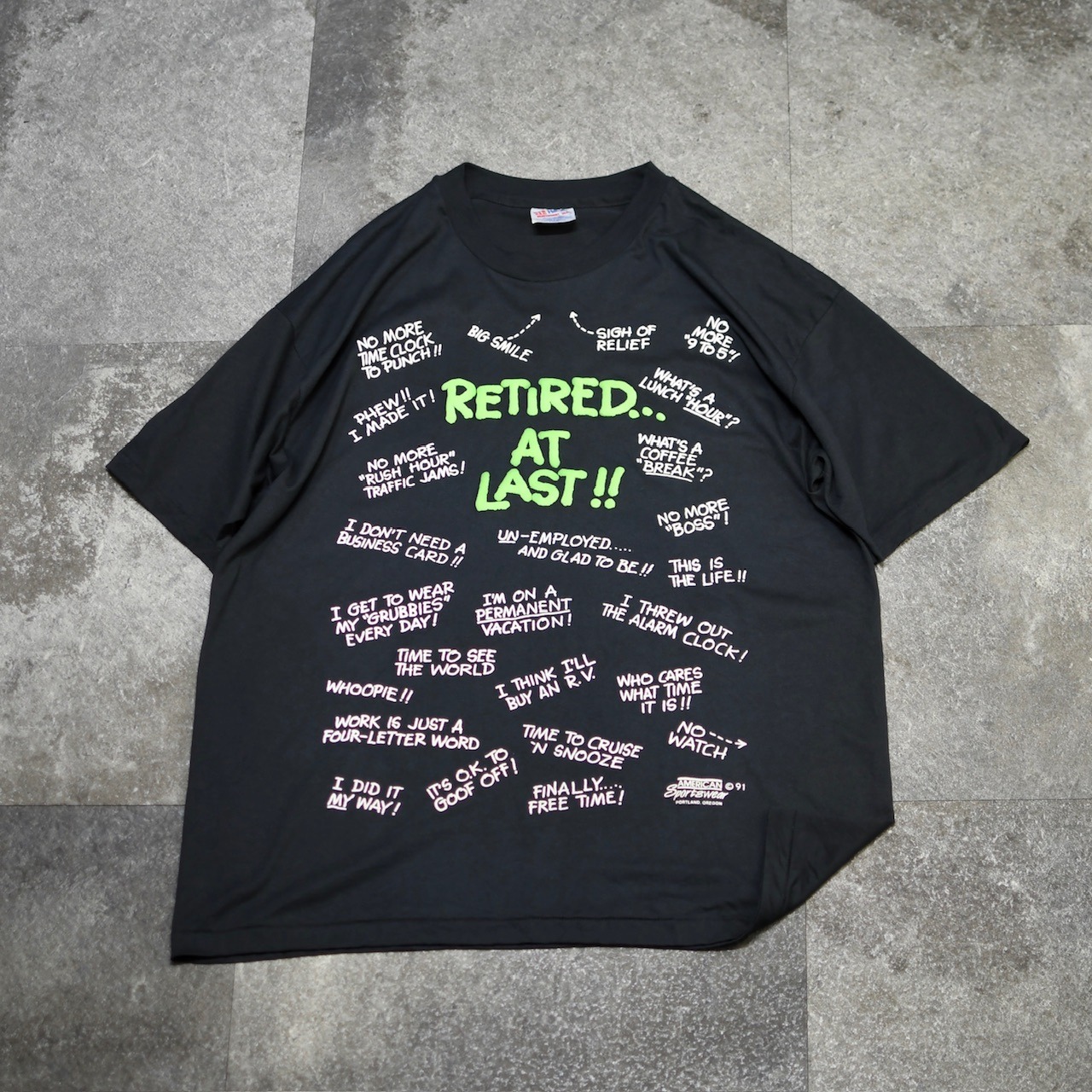 91's RETIRED AT LAST print tee
