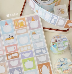 新作☆ EE202｜EverEin【杯杯壶壶】型抜き 紙テープ 書けるロールシール