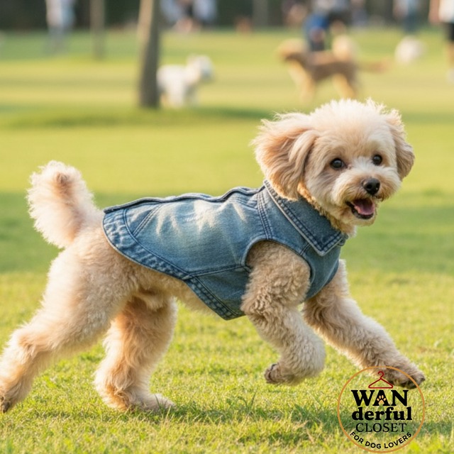 【犬服】デニムベスト｜小型犬・中型犬用 シンプルデザイン 1190