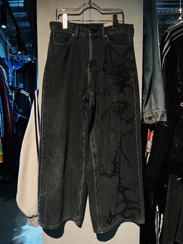 【D4C】"再倖築"24ss tribal painting wide baggy denim pants