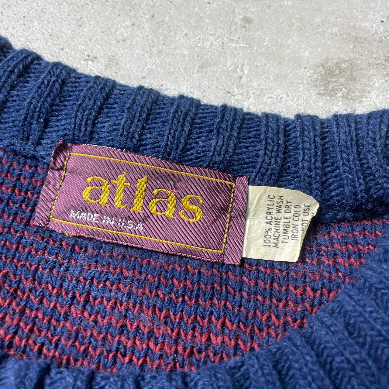90年代 USA製 atlas 総柄ニットセーター アクリルニットセーター 