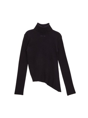 [MATIN KIM] TURTLE NECK UNBALANCE KNIT PULLOVER IN BLACK
