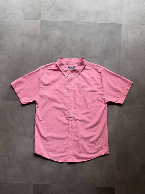 CHAPS チャップス マイクロチェック BDシャツ 半袖 3XL ピンク ボタンダウン