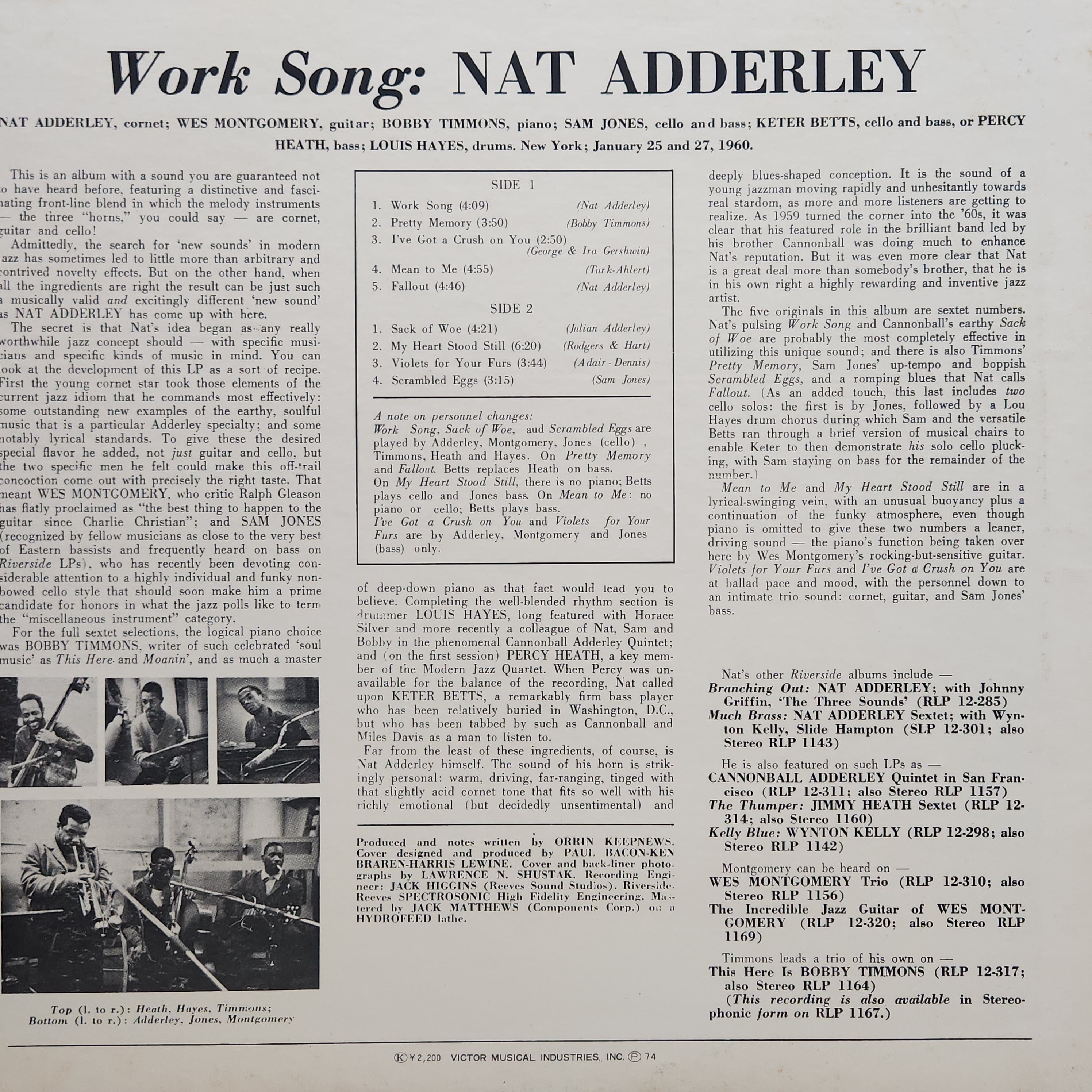 Nat Adderley / Work Song [SMJ-6041] - 画像2