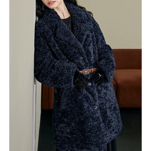 Broad Middle Length Imitation Fur Coat