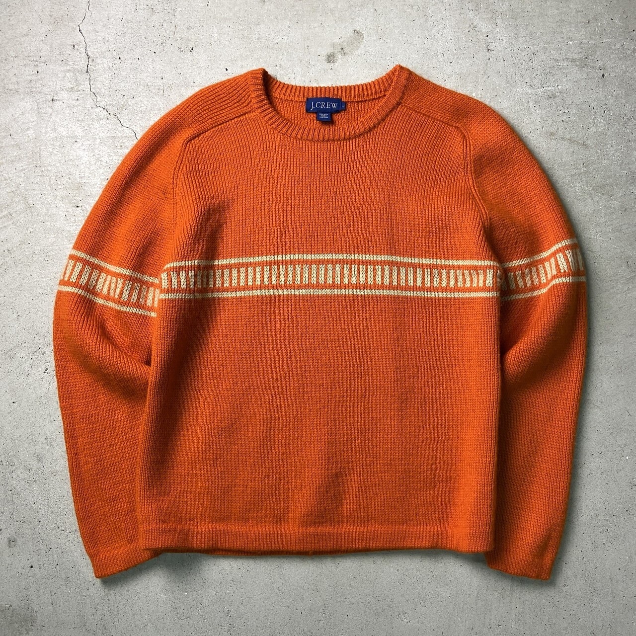 90年代 J.CREW ジェイクルー ウールニットセーター ラインデザイン 