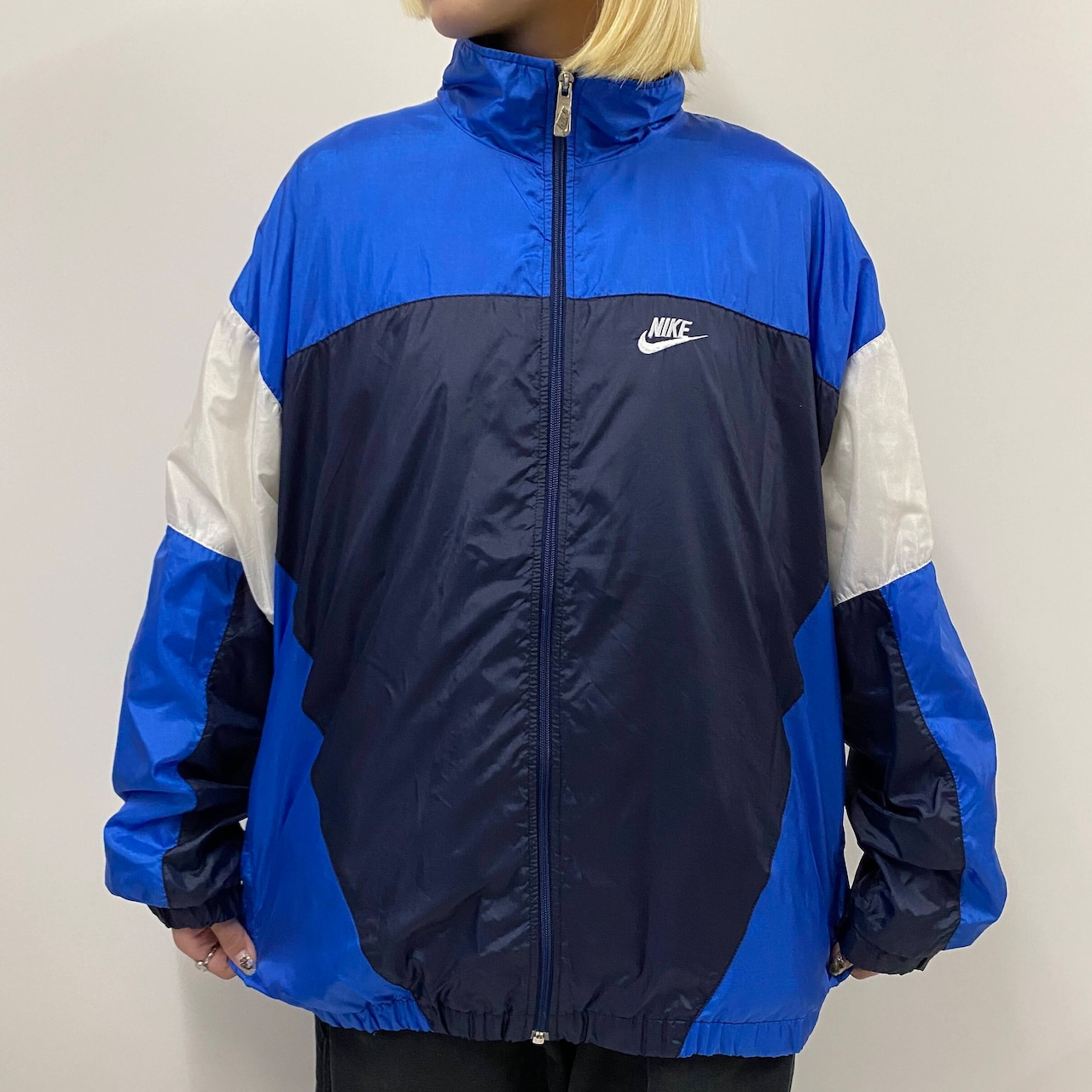90年代 銀タグ NIKE ナイキ マルチ切り替え 袖 ロゴ刺繍 ナイロン 
