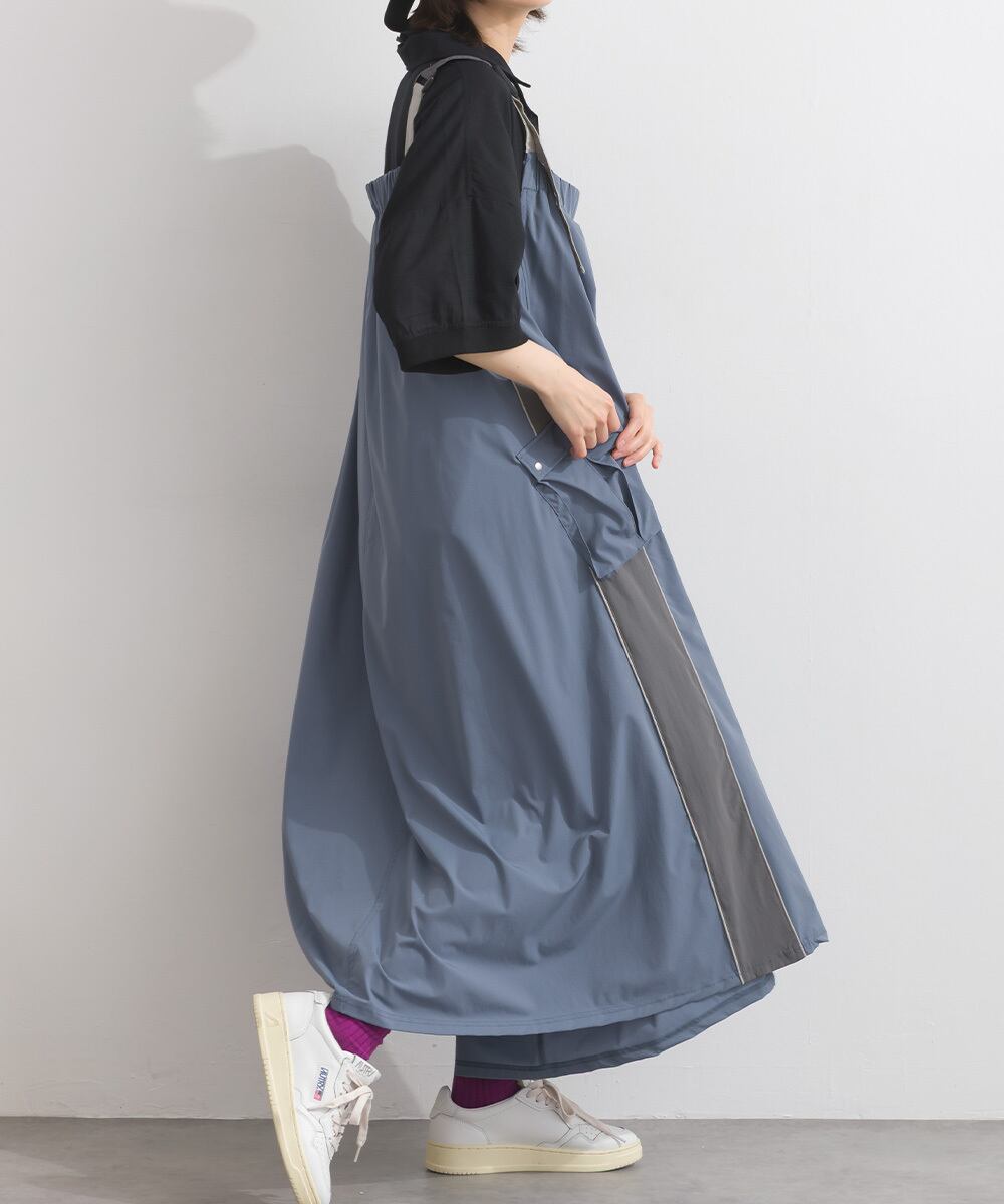 J261101 ストレッチナイロン配色ジャンパースカート / Stretch Nylon