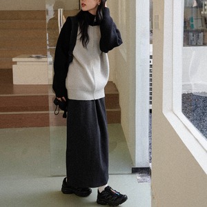 color-block zip knit cardigan　J00210