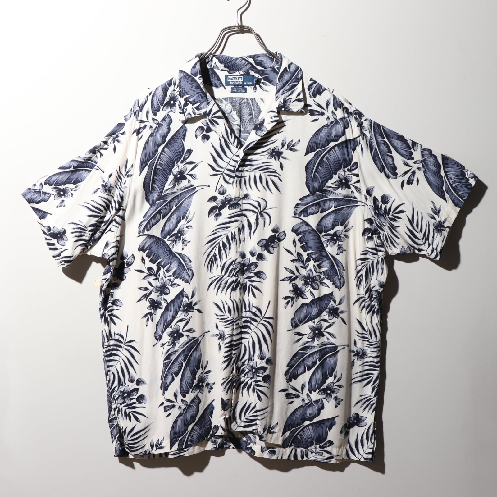 極美品 XL レーヨン Clayton ポロラルフローレン 総柄 半袖開襟シャツ  