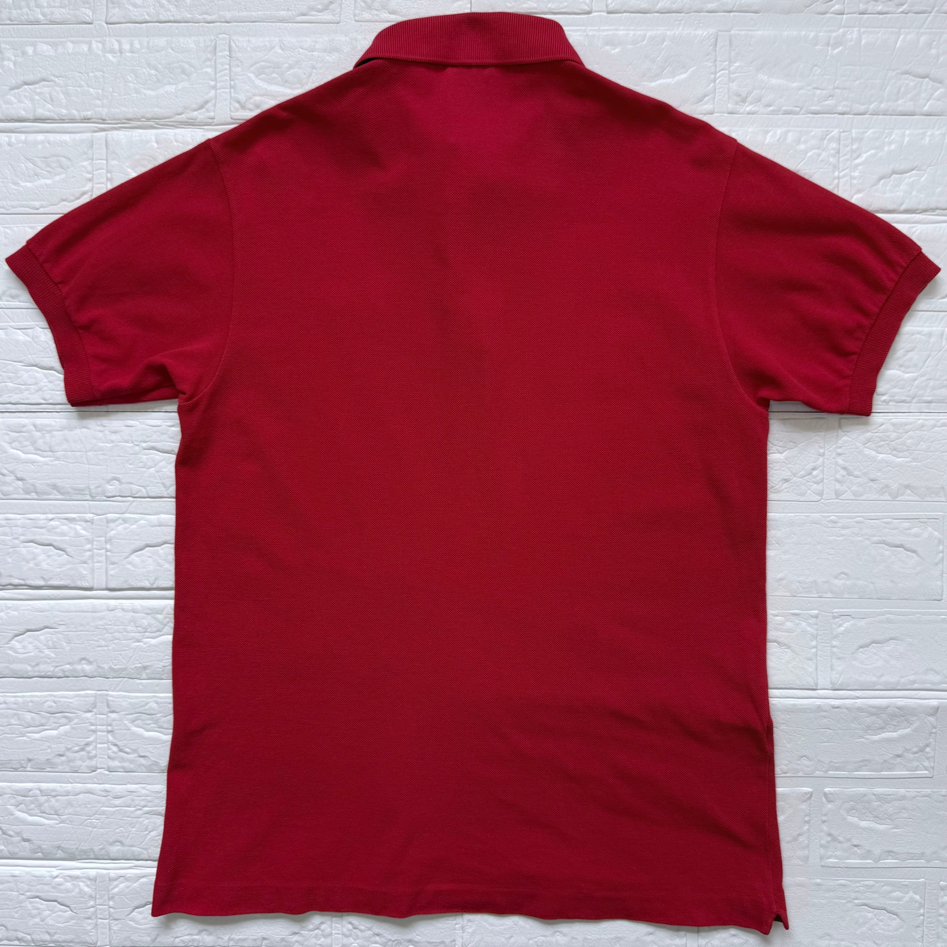 LACOSTE 70s フランス製 コットン 鹿子 半袖ポロシャツ レッド サイズ