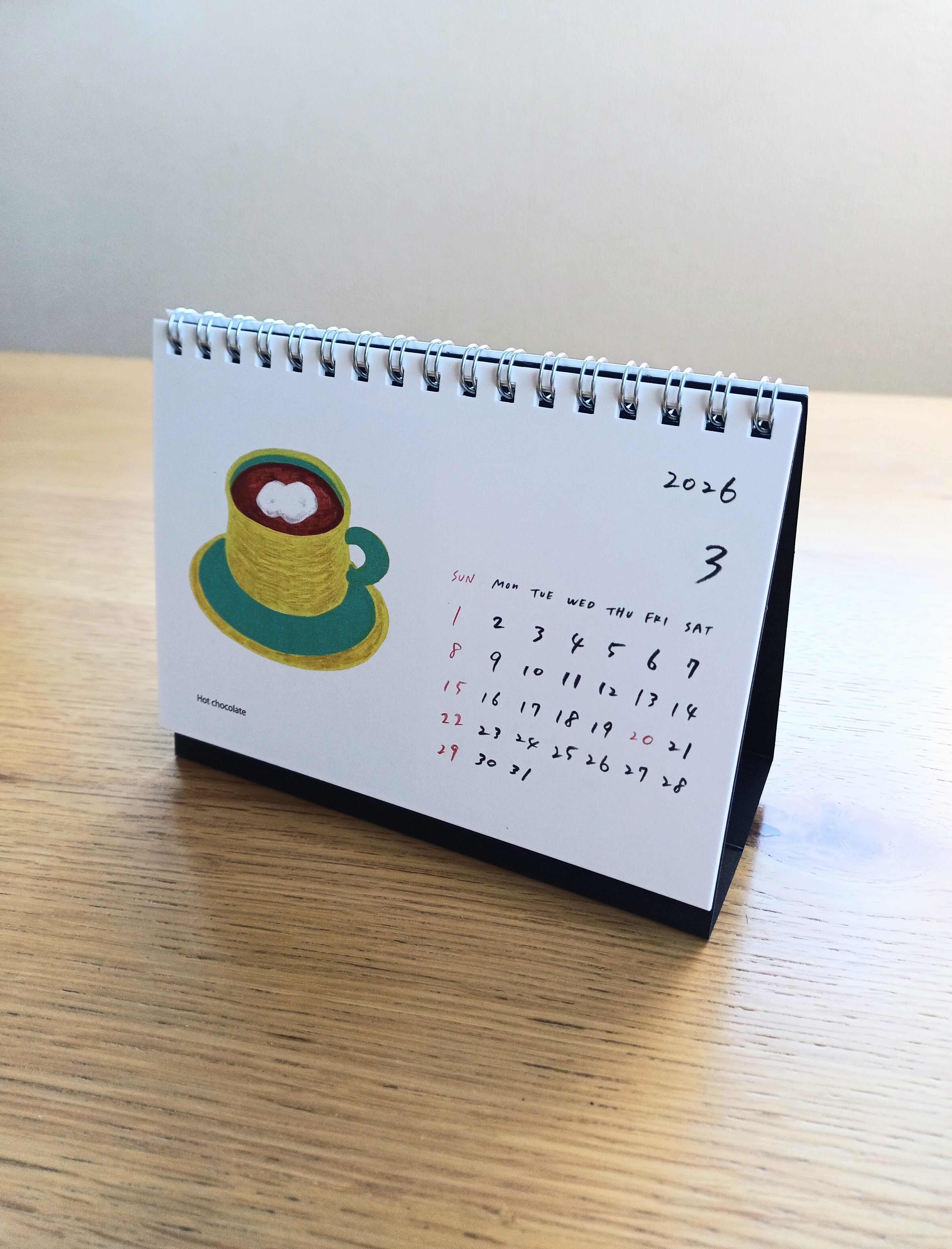 2026年度1月はじまり 卓上チョコレートカレンダー お菓子イラスト 2026カレンダー チョコレート