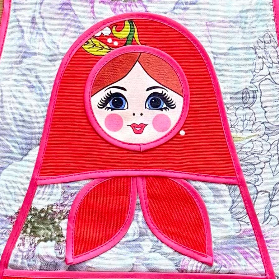 マトエプロン(白 / 赤フリル)