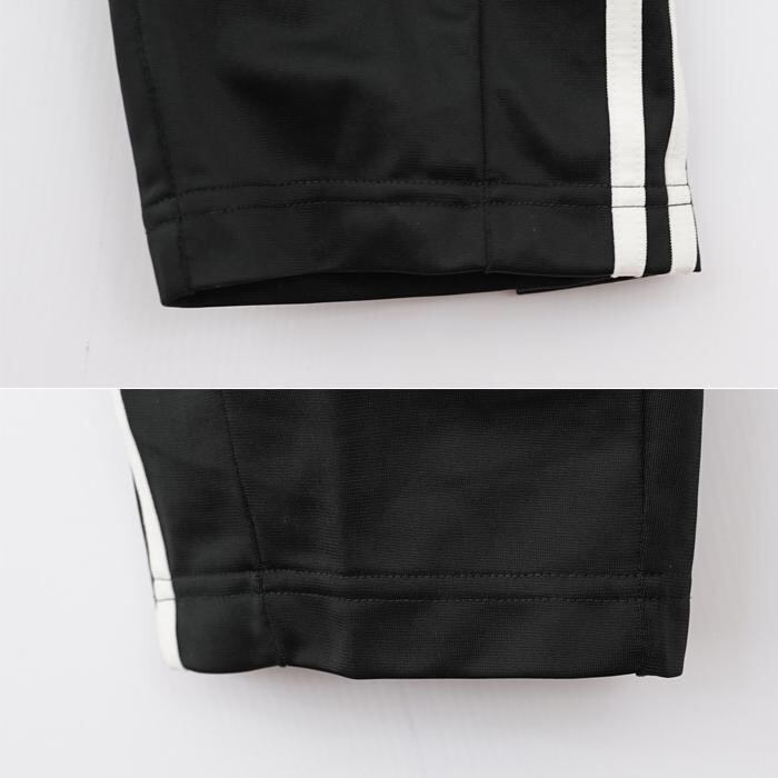 adidas アディダス トラックパンツ 裾スナップ L 黒ブラック 刺繍ロゴ 
