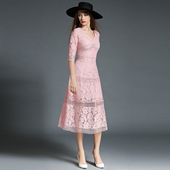 ピンク色の妖精 ロングワンピース