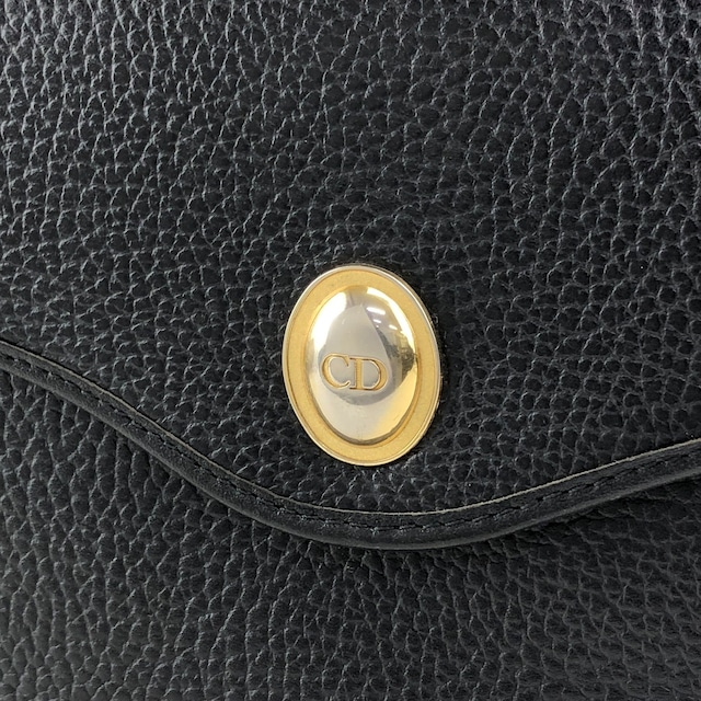 Christian Dior クリスチャン ディオール ショルダーバッグ ブラック ロゴ オーバル レザー vintage ヴィンテージ オールド 8yp8df