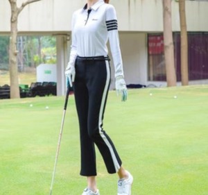 ゴルフウェア スポーツウェア シャツ レディース ガールズ ゴルフ スポーツ 春夏 ポロシャツ 長袖 通気性  Tシャツ スリムフィット カジュアル