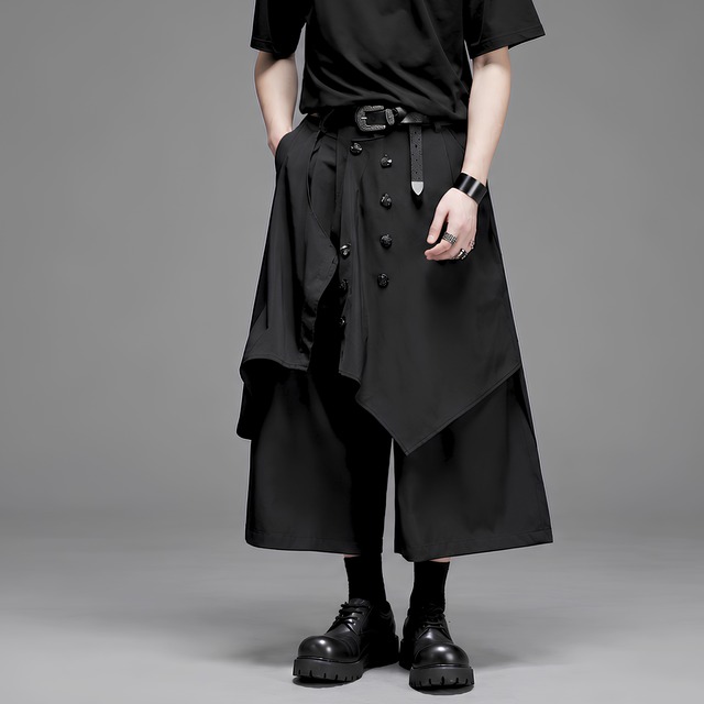 【ORV0039】Loose Draped Straight Wide-Leg Cropped Pants