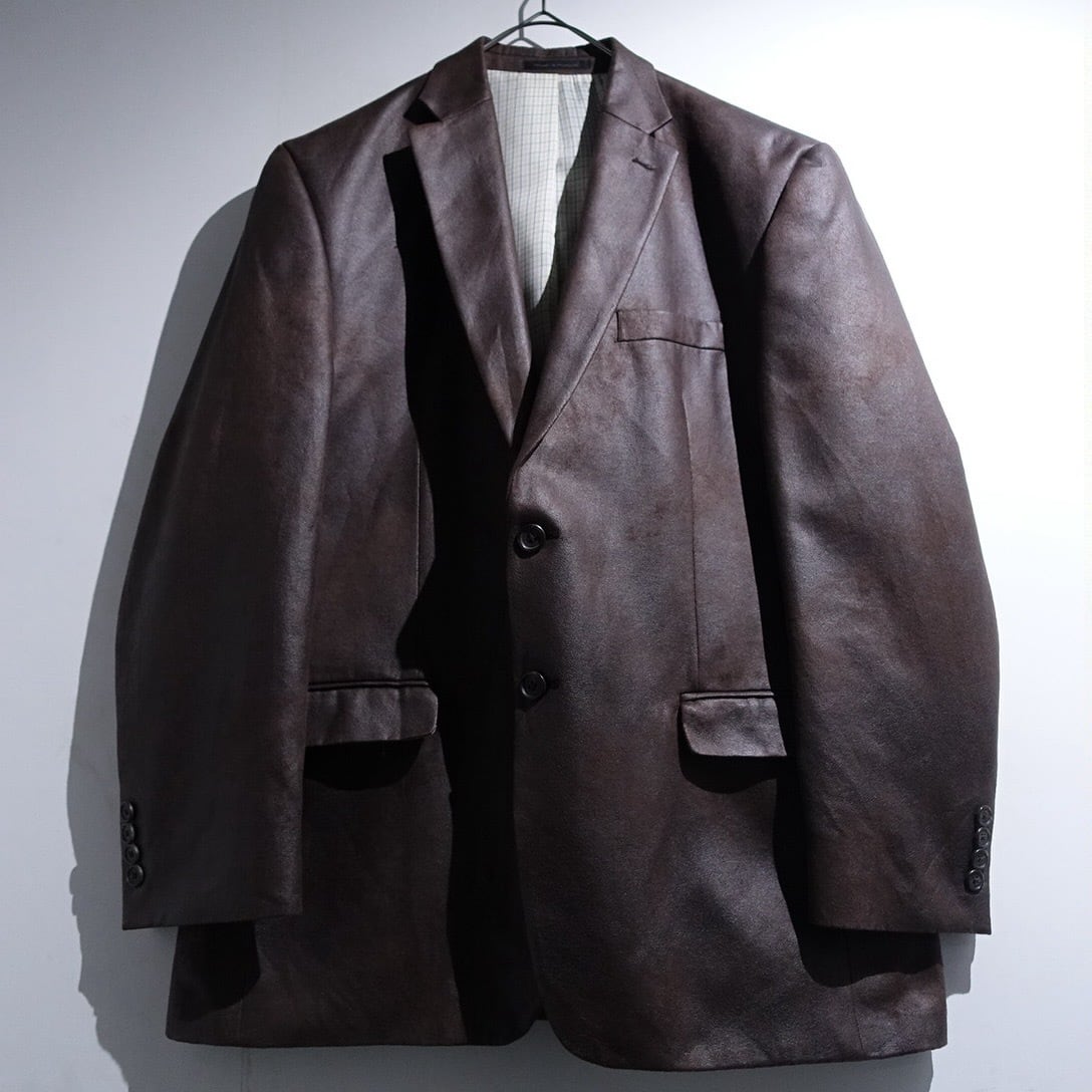 "Ralph Lauren" Brown Faux Leather Tailored Jacket