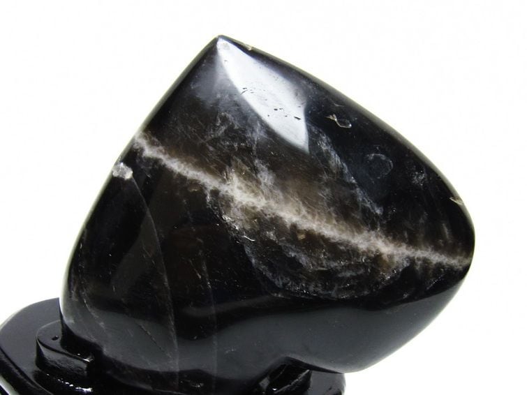 モリオン 置物 黒水晶 ハート 台座付属 一点物 155-1072 | 天然石