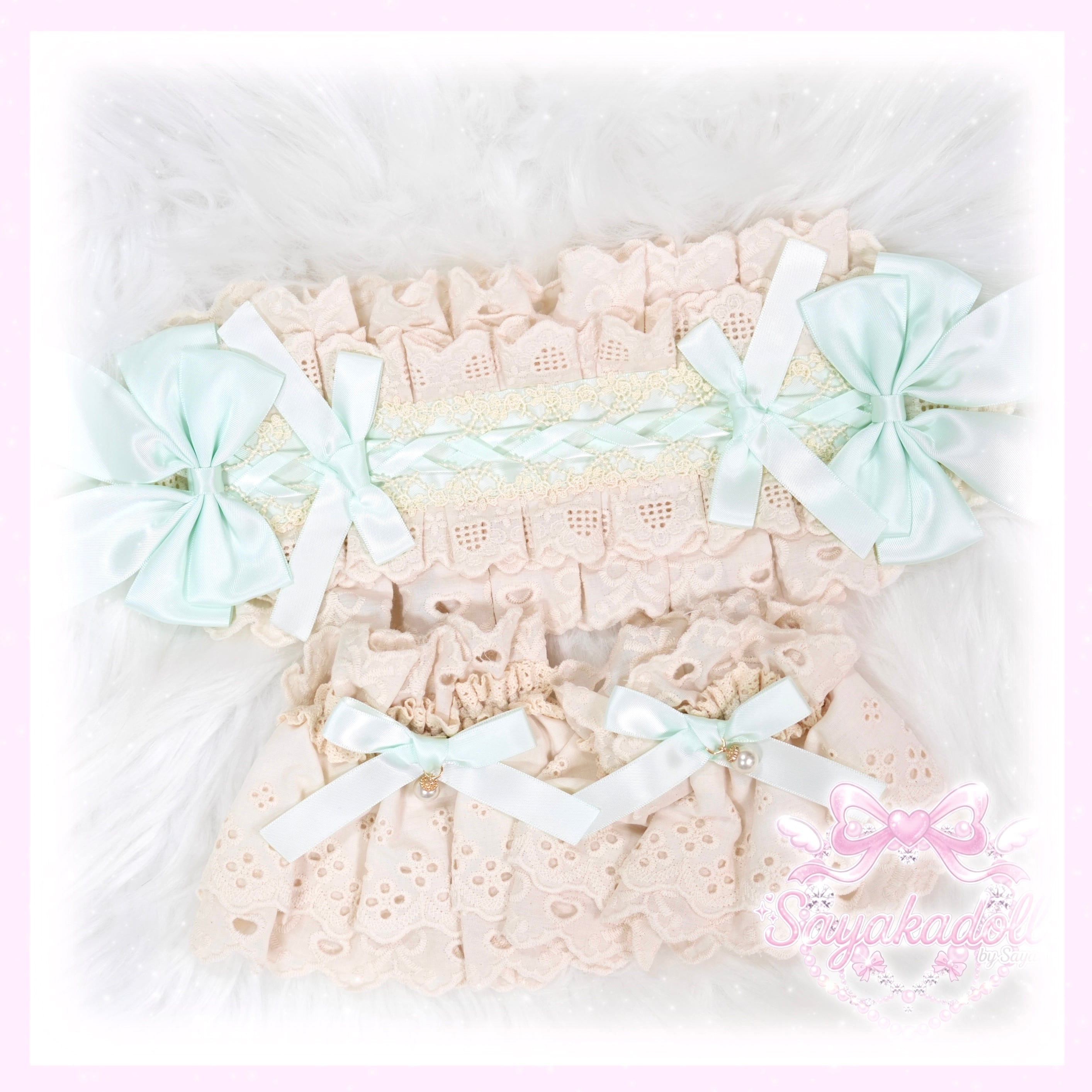 ♡ Princess ribbon フリルレースリボンヘッドドレス cream‬