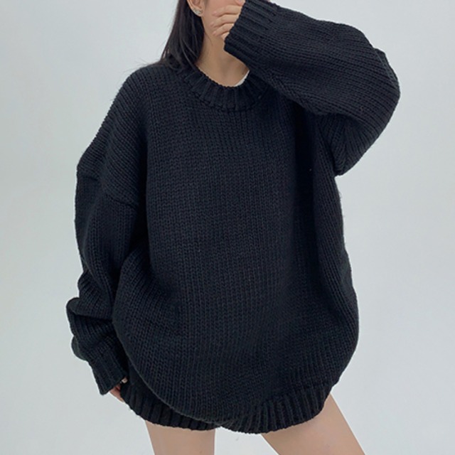 crew neck simple knit　クルーネックシンプルニット　J1570