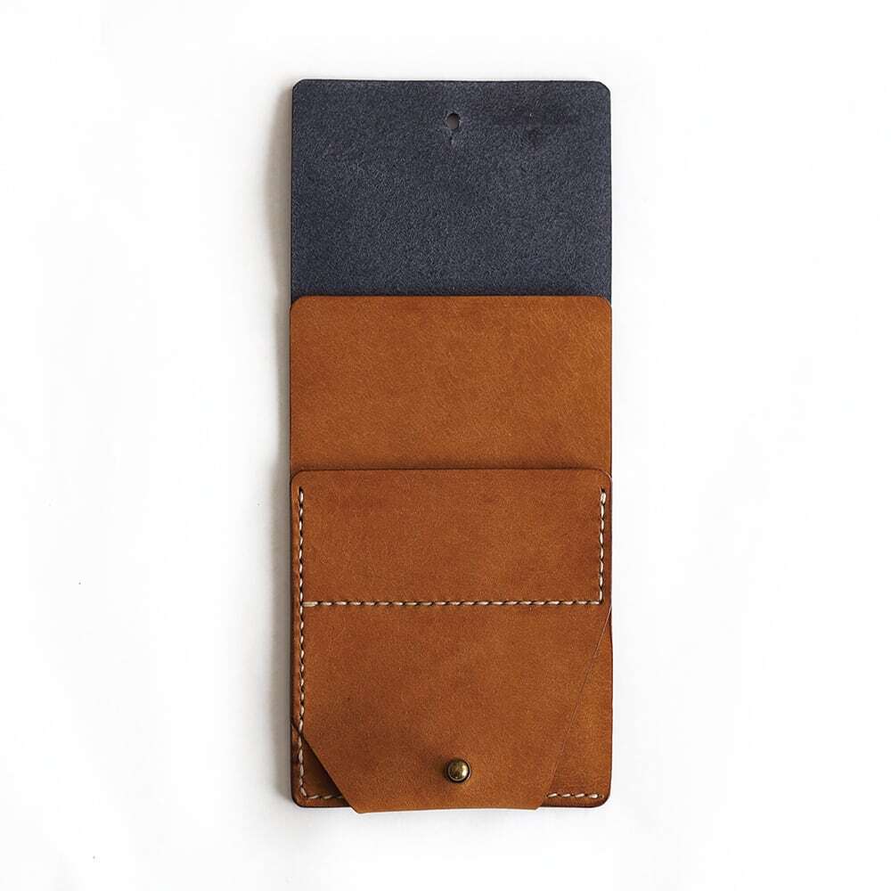 そこそこ薄い 二つ折り財布【ネイビー×ブラウン】（残り1点） | セミ