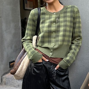 Check & Border Cardigan 501712