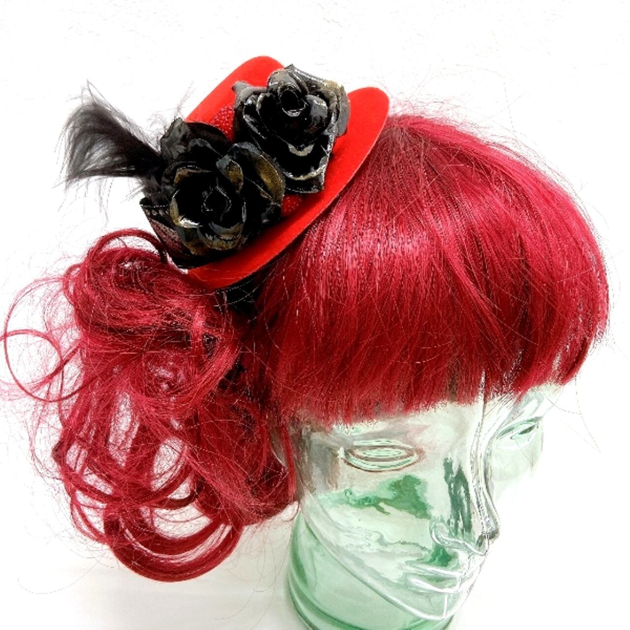 黒薔薇×リボン・羽ミニハット（赤） | despair